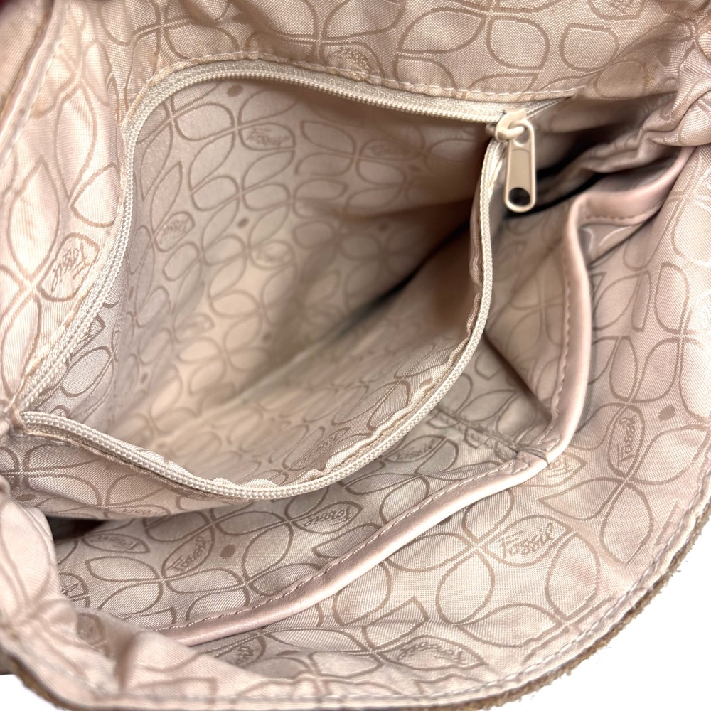 Vintage Fossil Brown, Tan and Cream Suede Leather Retro 70’s Crossbody Bag - Picture 10 of 14